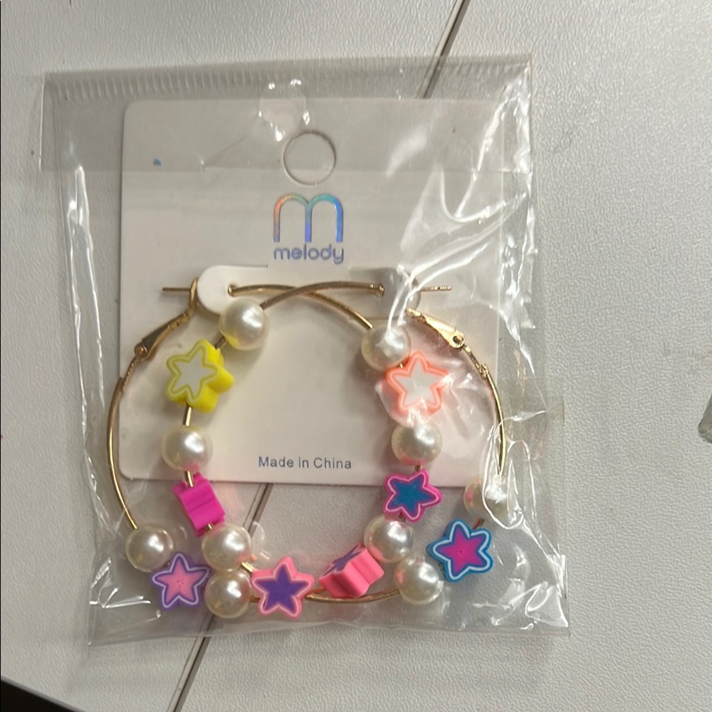Star Hoop Earrings - Multicolor